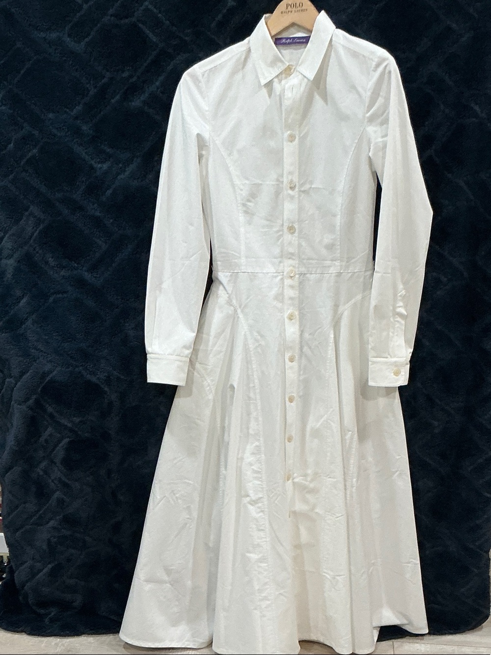Polo by Ralph purple label Lauren White Long-Sleeve Button-Front Shirt Dress